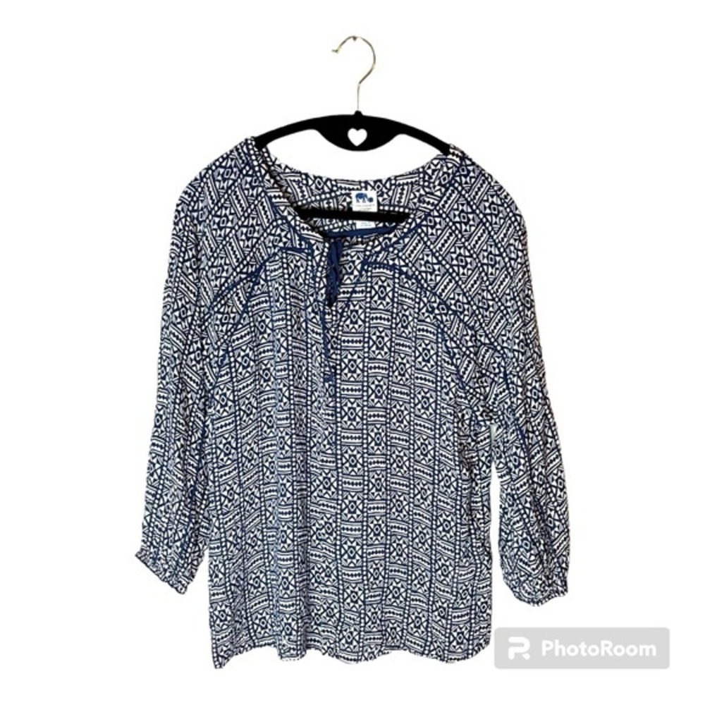 John Robshaw for Lucky Boho Lightweight Blouse Top Women’s Aztec Size Small‎